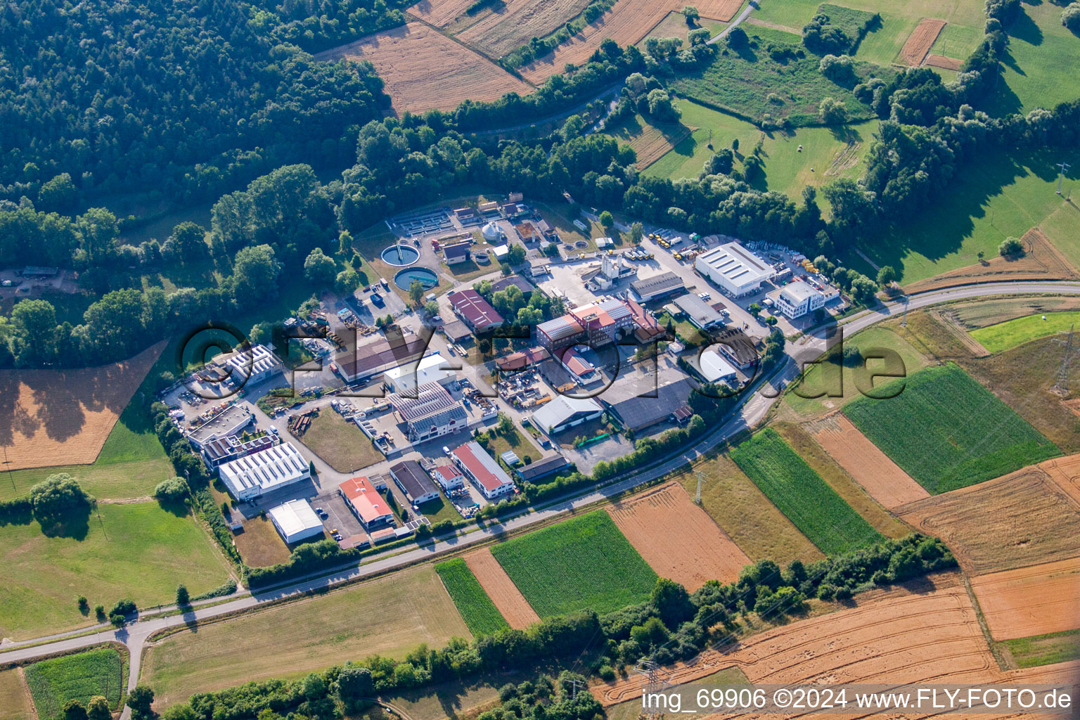 Industrial area on the Pfinz in the district Dietenhausen in Keltern in the state Baden-Wuerttemberg, Germany