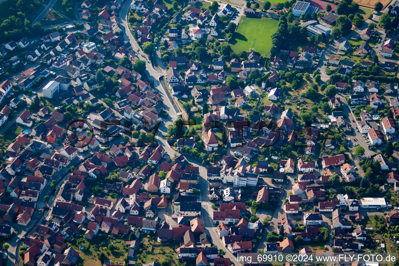 Aerial photograpy of District Ellmendingen in Keltern in the state Baden-Wuerttemberg, Germany