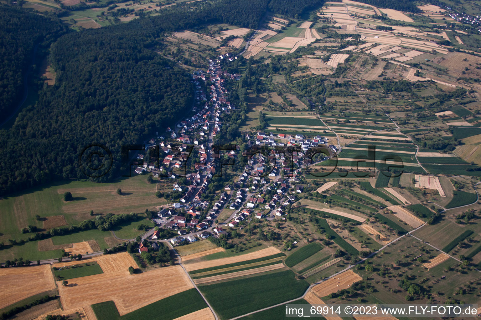 Aerial view of Unterniebelsbach in the state Baden-Wuerttemberg, Germany