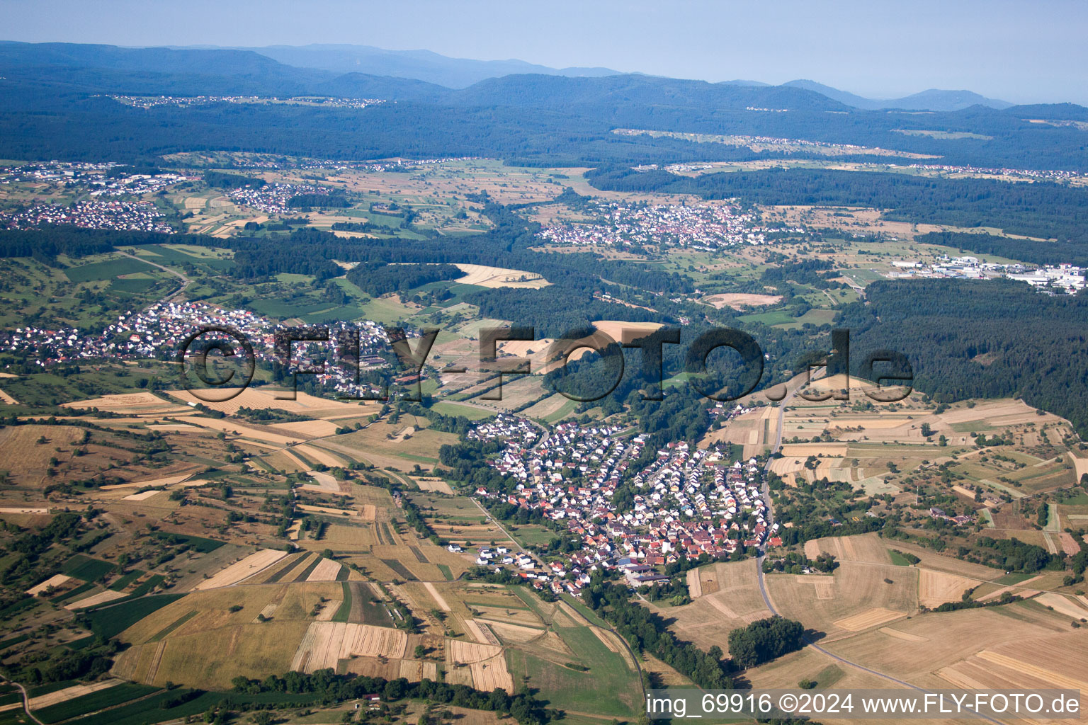 District Weiler in Keltern in the state Baden-Wuerttemberg, Germany from above