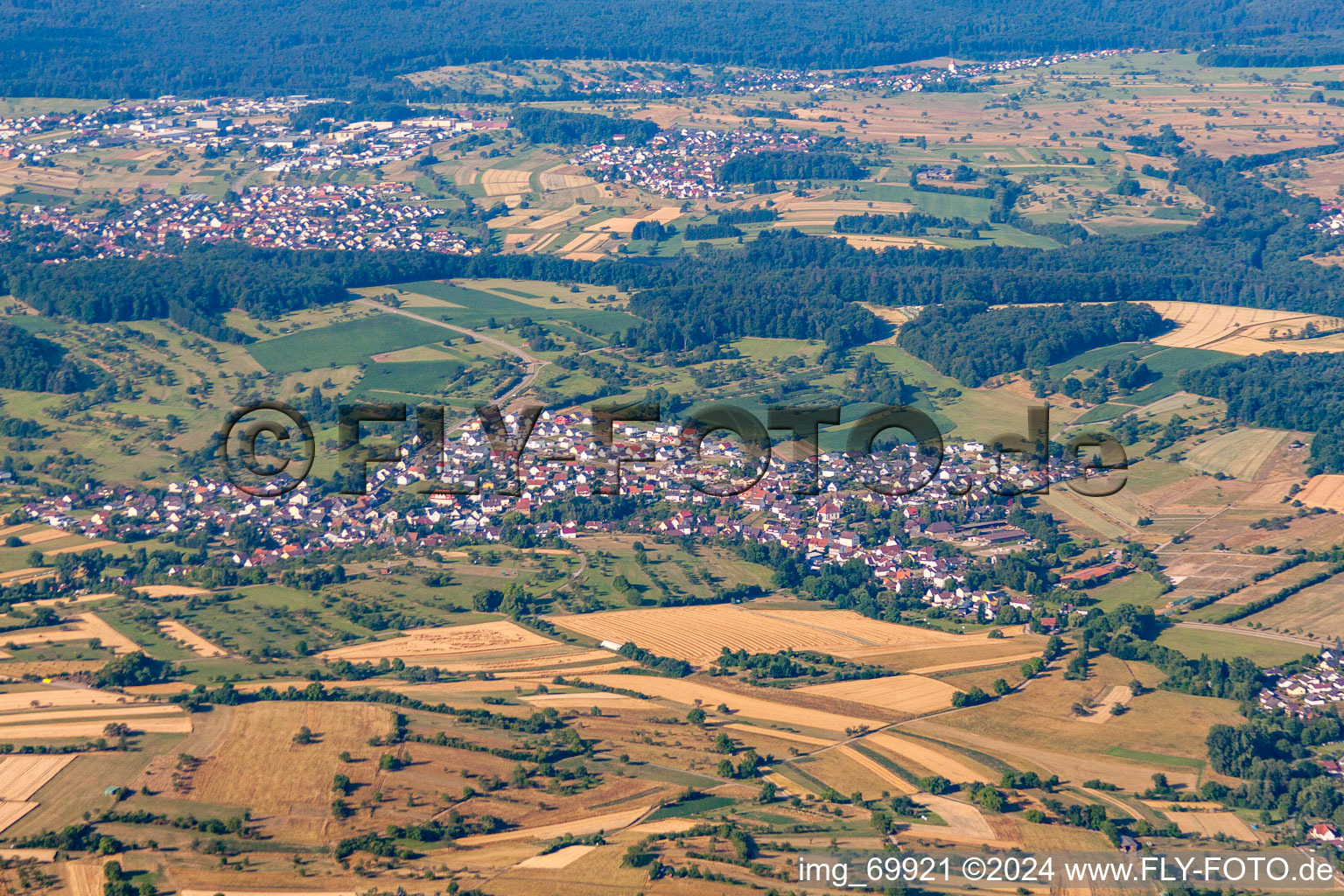 Bird's eye view of Ellmendingen in the state Baden-Wuerttemberg, Germany