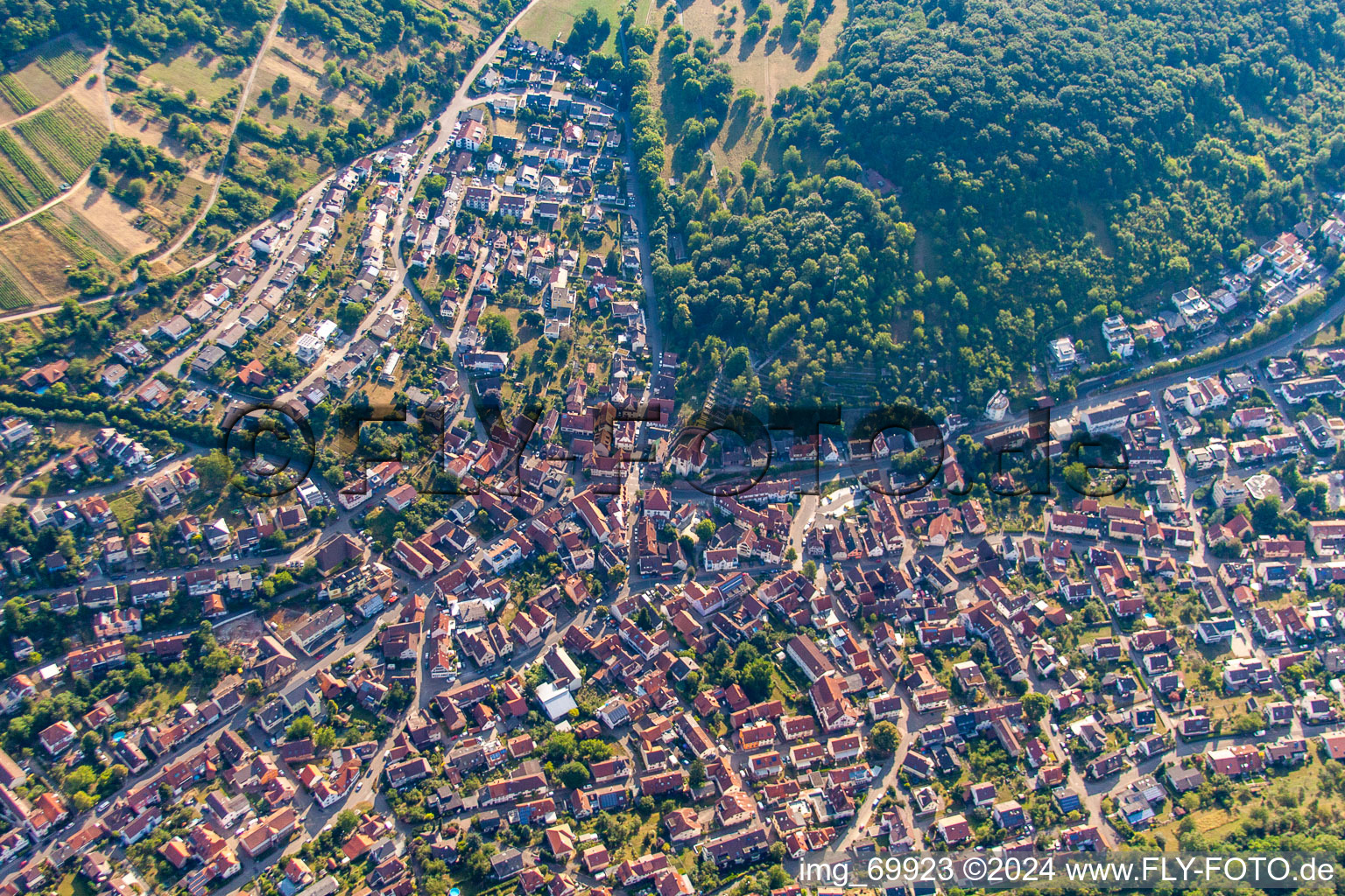 Aerial view of District Dietlingen in Keltern in the state Baden-Wuerttemberg, Germany