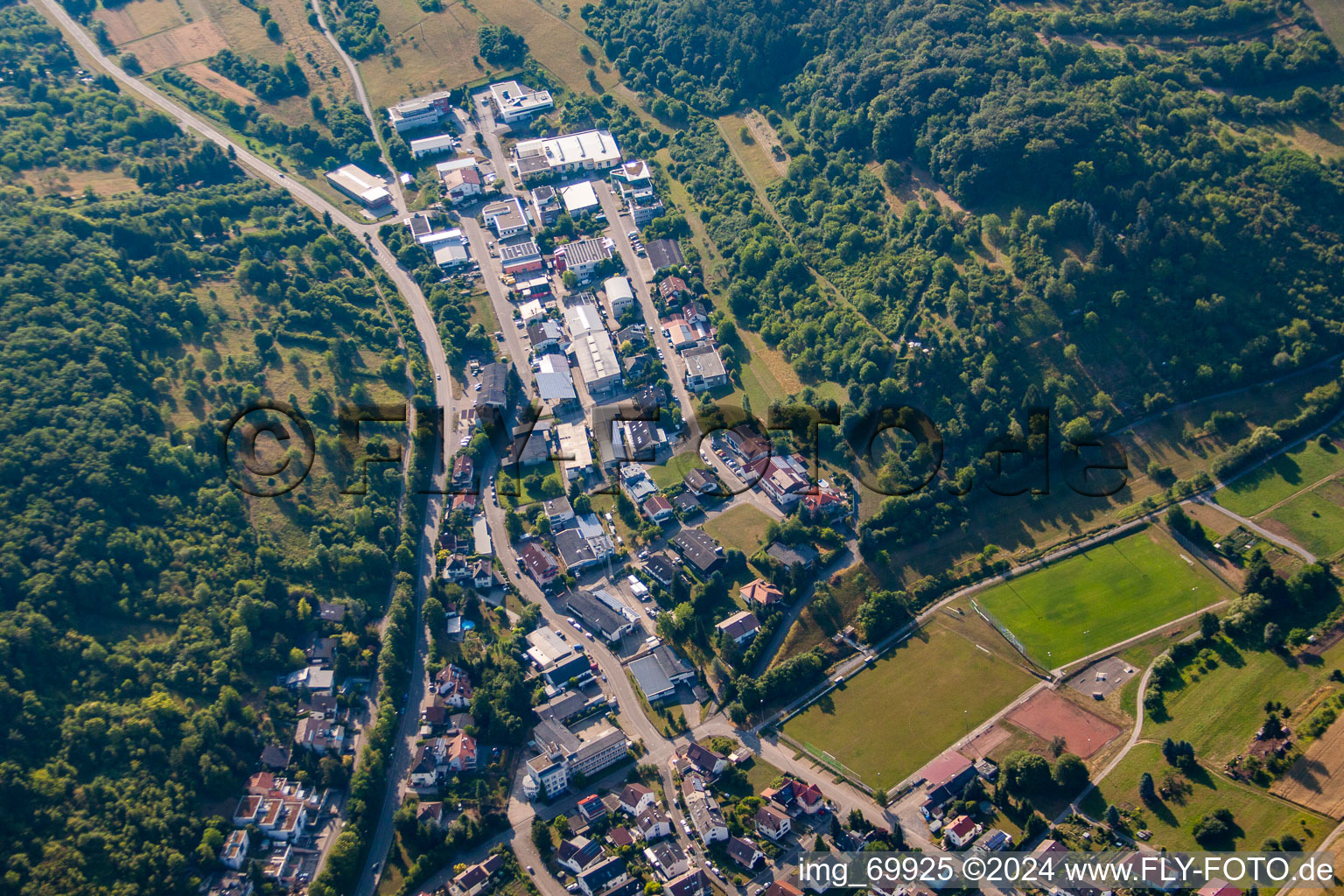 Dietlingen in the state Baden-Wuerttemberg, Germany seen from above