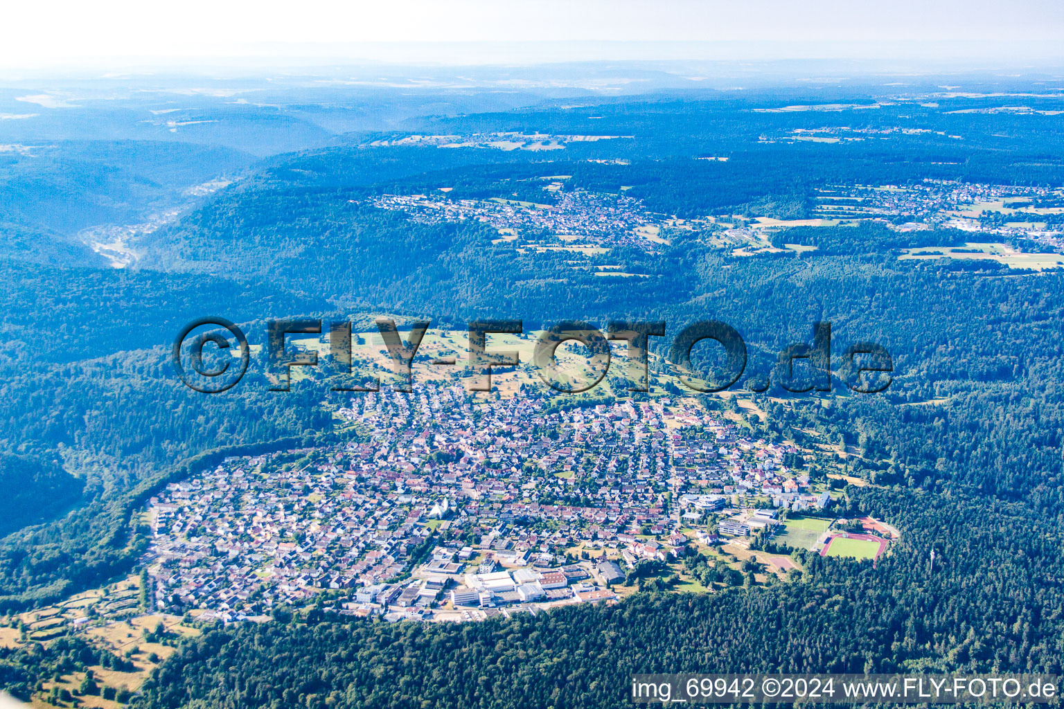 Aerial view of District Büchenbronn in Pforzheim in the state Baden-Wuerttemberg, Germany