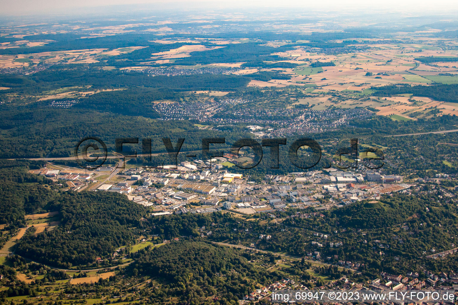 Pforzheim in the state Baden-Wuerttemberg, Germany seen from a drone