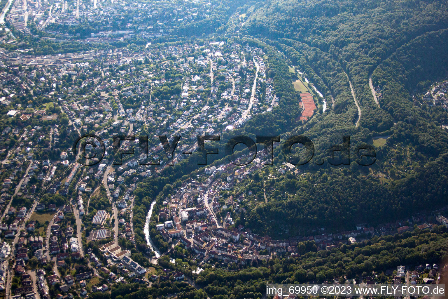 Aerial view of Pforzheim in the state Baden-Wuerttemberg, Germany