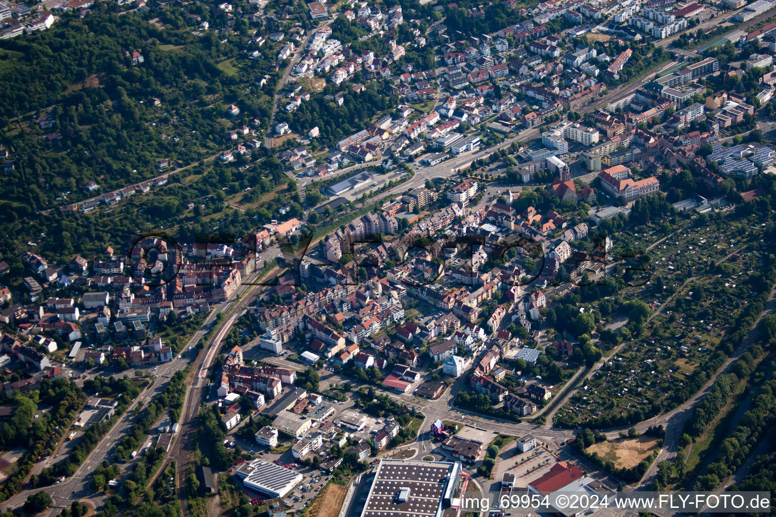 Oblique view of Pforzheim in the state Baden-Wuerttemberg, Germany