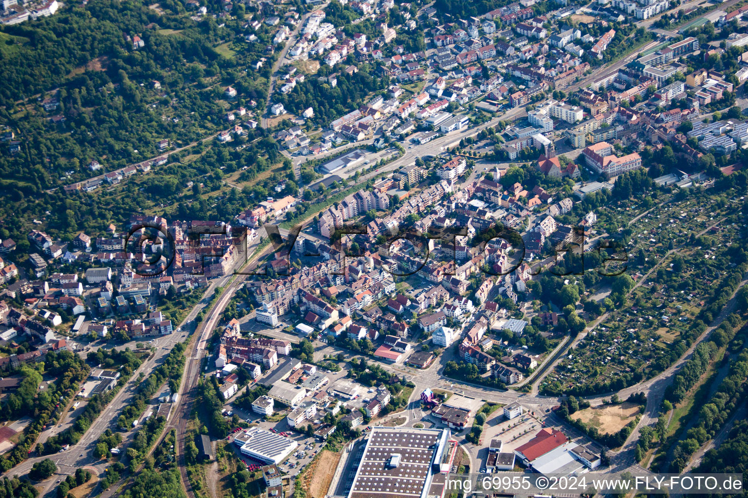 Pforzheim in the state Baden-Wuerttemberg, Germany from above