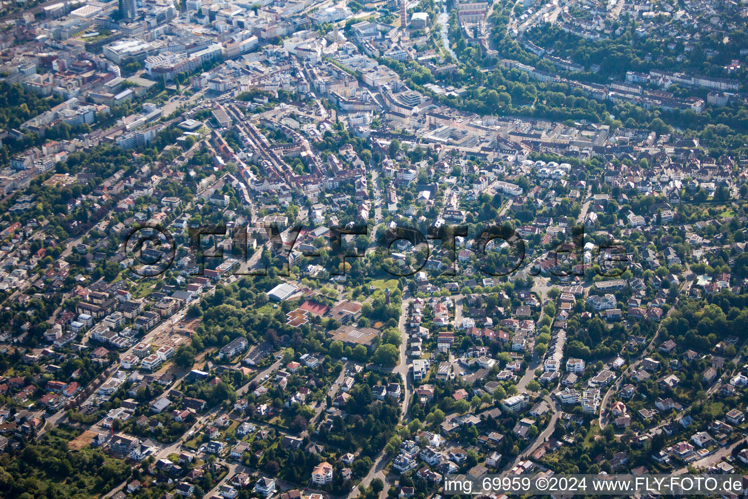 Pforzheim in the state Baden-Wuerttemberg, Germany from the plane