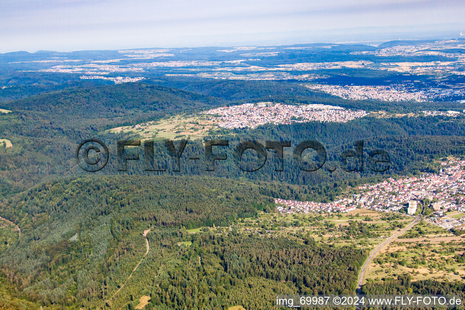 Oblique view of District Büchenbronn in Pforzheim in the state Baden-Wuerttemberg, Germany