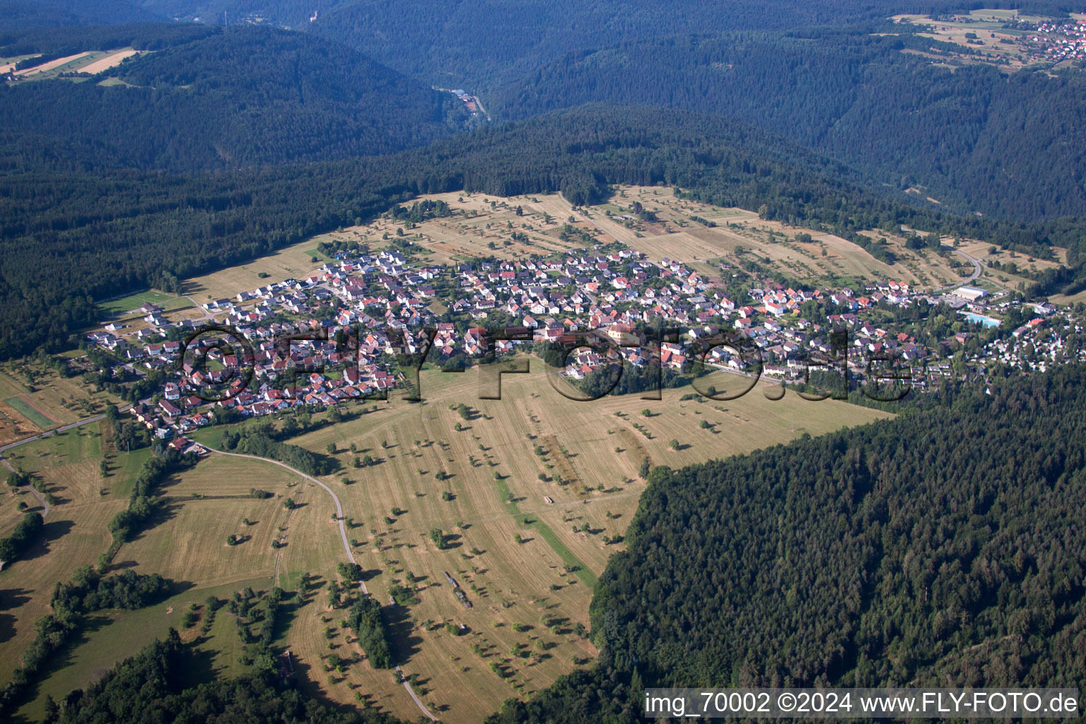 Aerial view of Schellbronn in the state Baden-Wuerttemberg, Germany