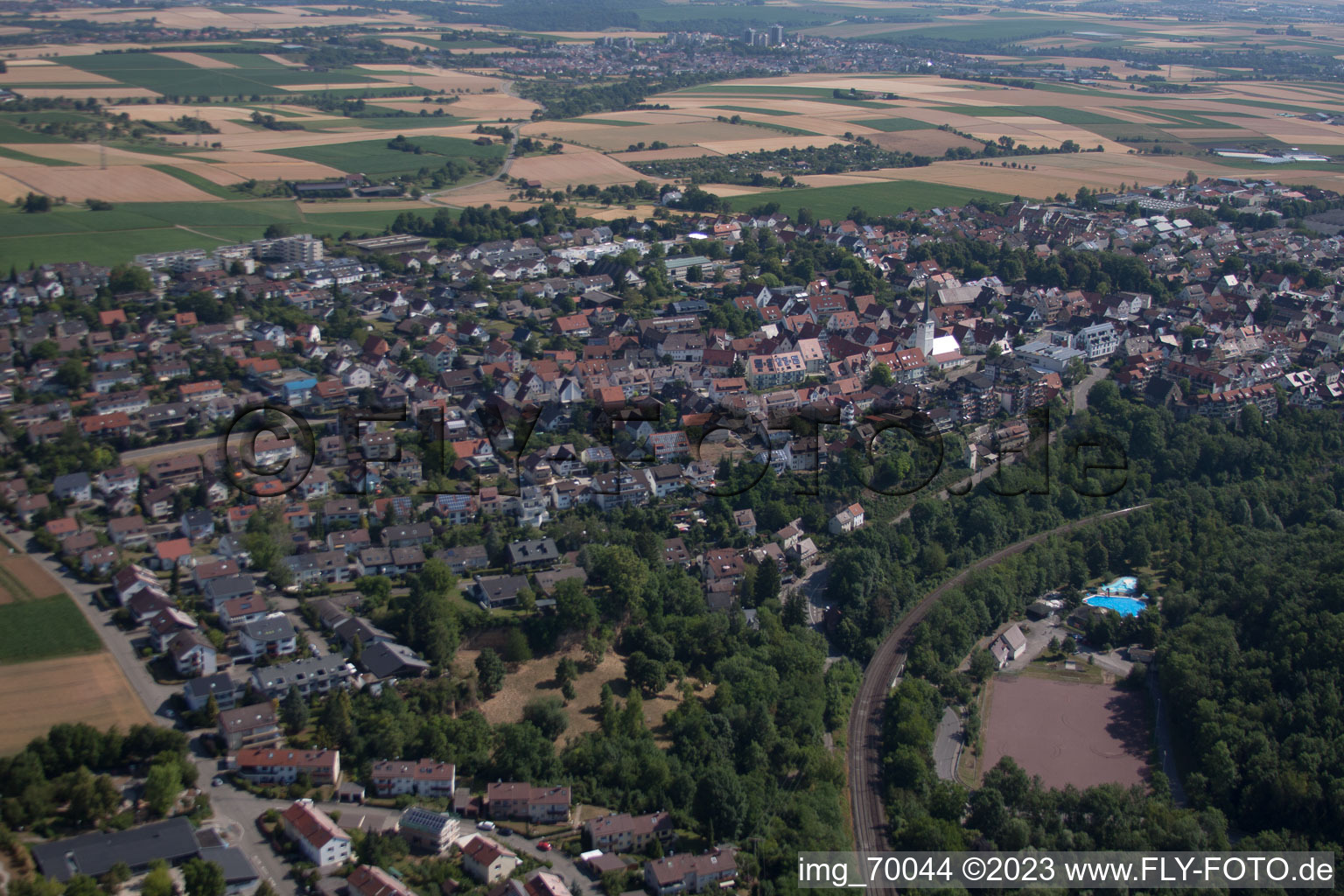 Aerial photograpy of District Höfingen in Leonberg in the state Baden-Wuerttemberg, Germany
