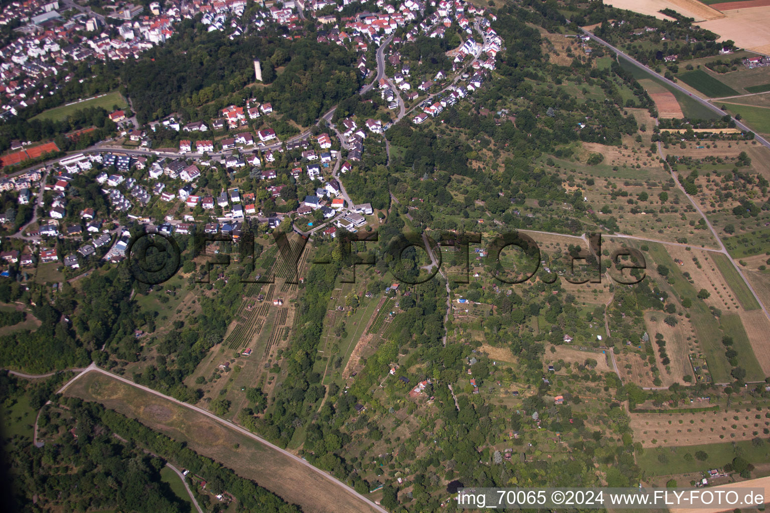 Engelberg Tower, Engelberg Meadow in Leonberg in the state Baden-Wuerttemberg, Germany from above