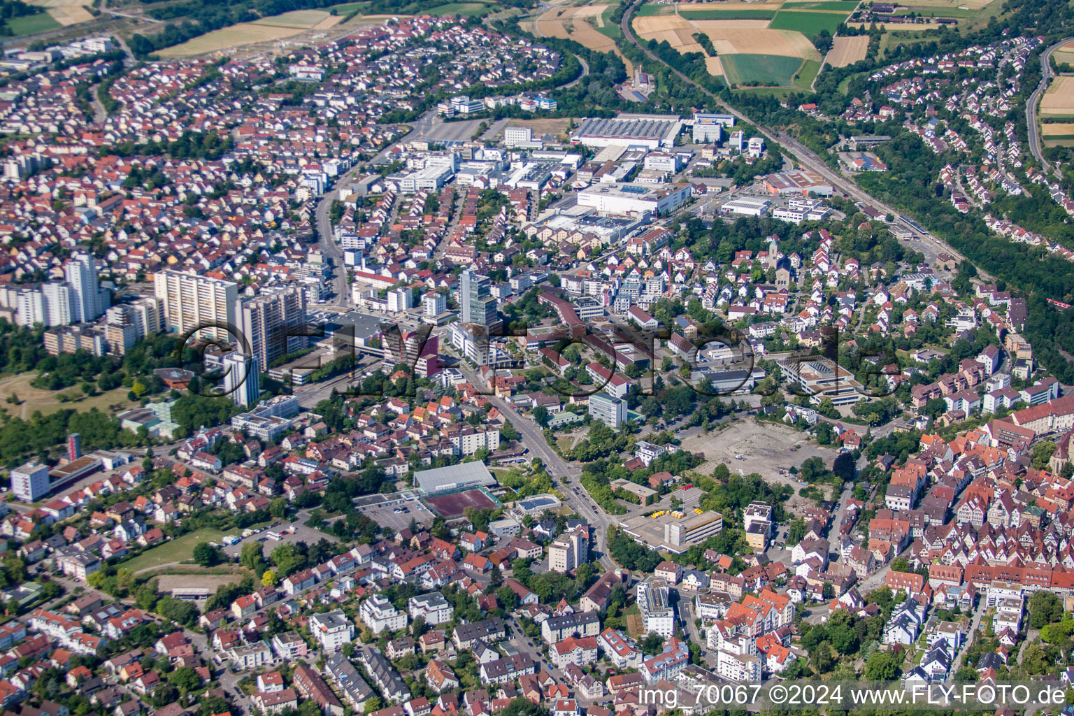 Drone image of Leonberg in the state Baden-Wuerttemberg, Germany