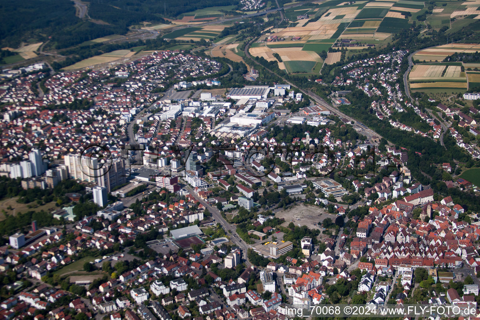 Leonberg in the state Baden-Wuerttemberg, Germany from the drone perspective