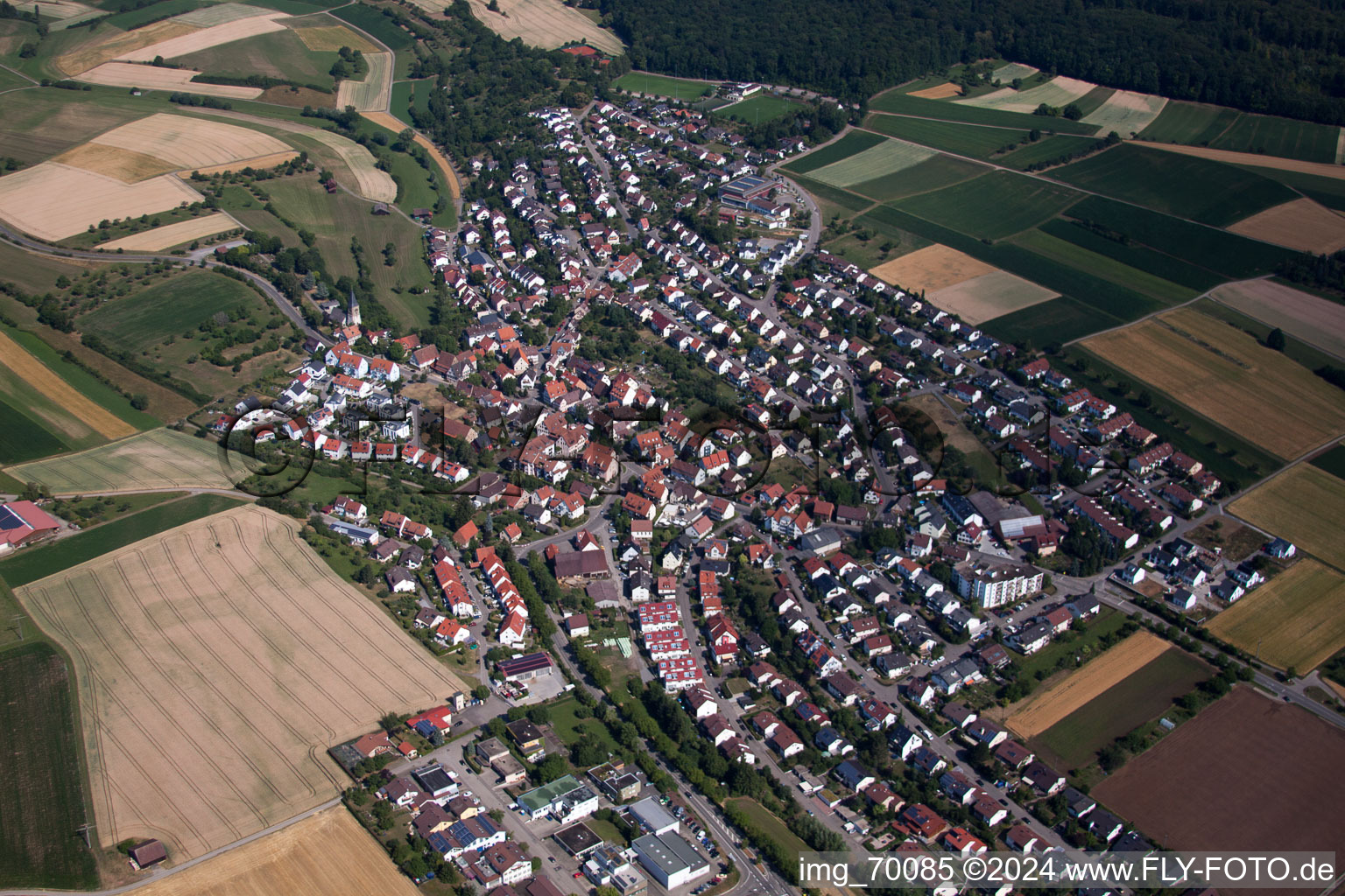 Aerial view of District Gebersheim in Leonberg in the state Baden-Wuerttemberg, Germany