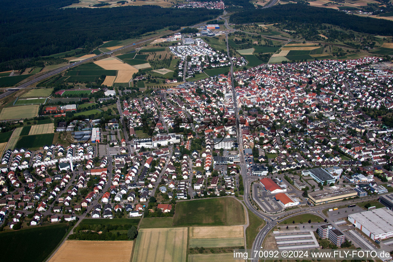 Aerial view of Rutesheim in the state Baden-Wuerttemberg, Germany