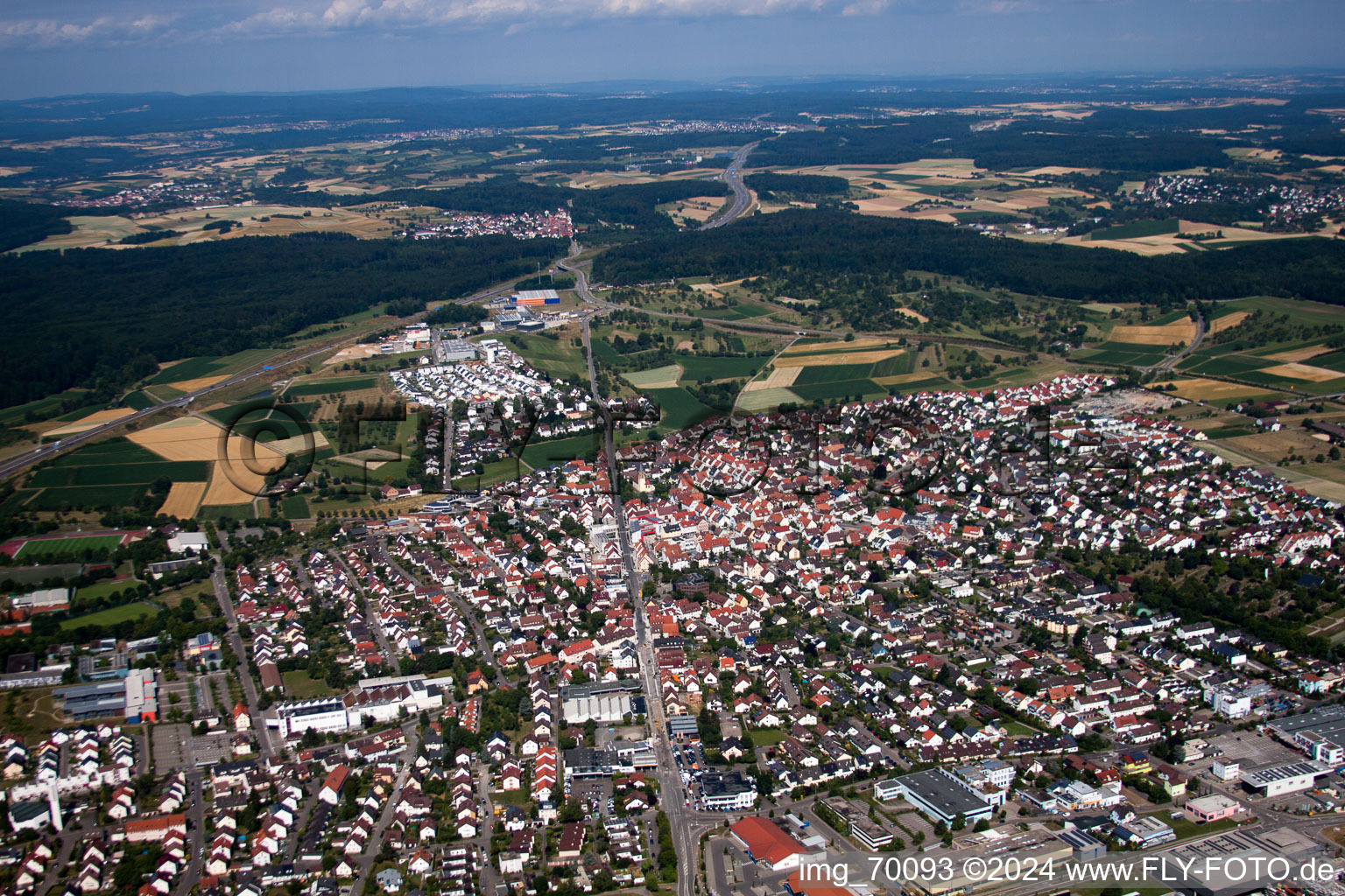 Aerial photograpy of Rutesheim in the state Baden-Wuerttemberg, Germany