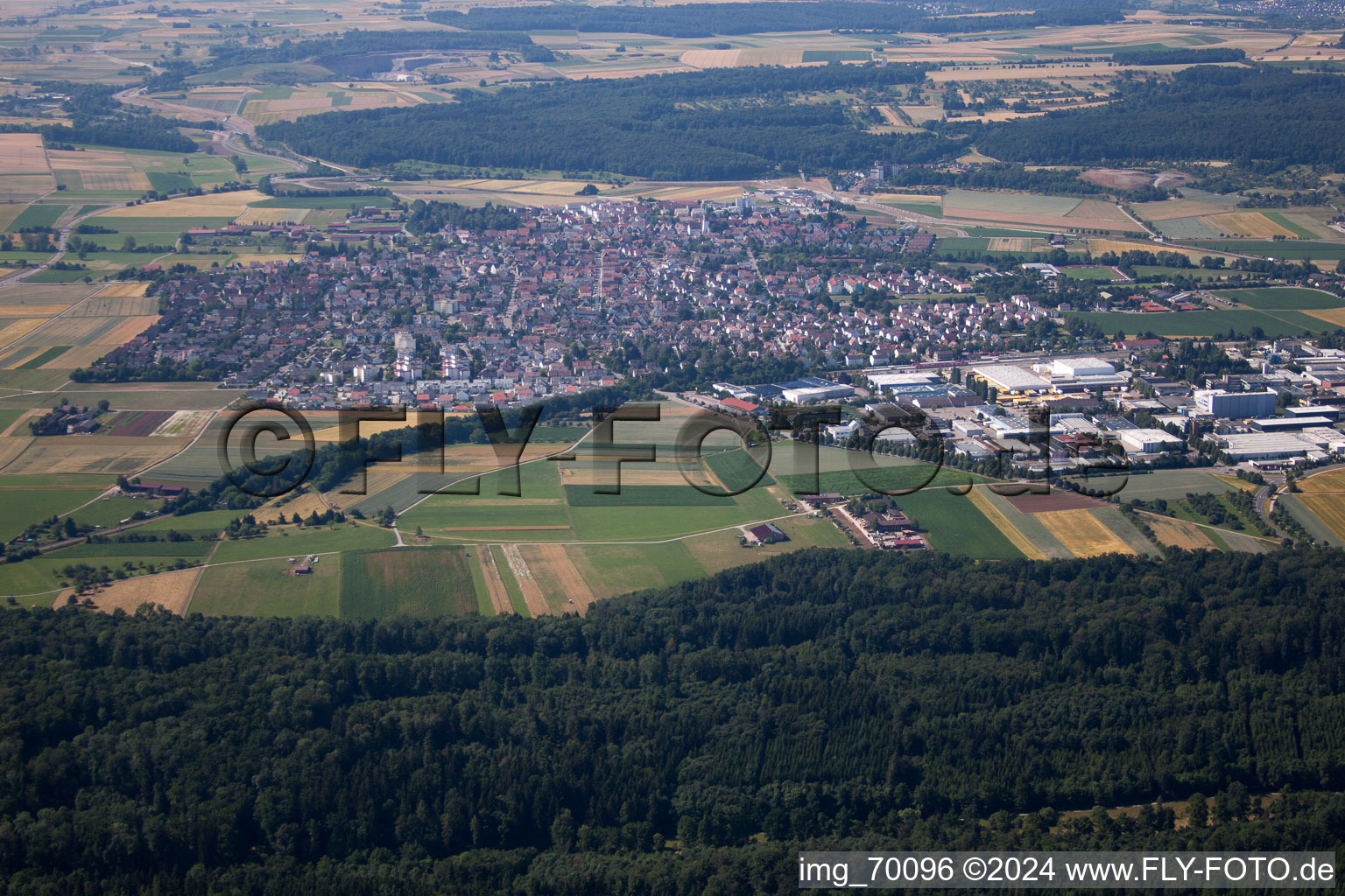 Renningen in the state Baden-Wuerttemberg, Germany from above