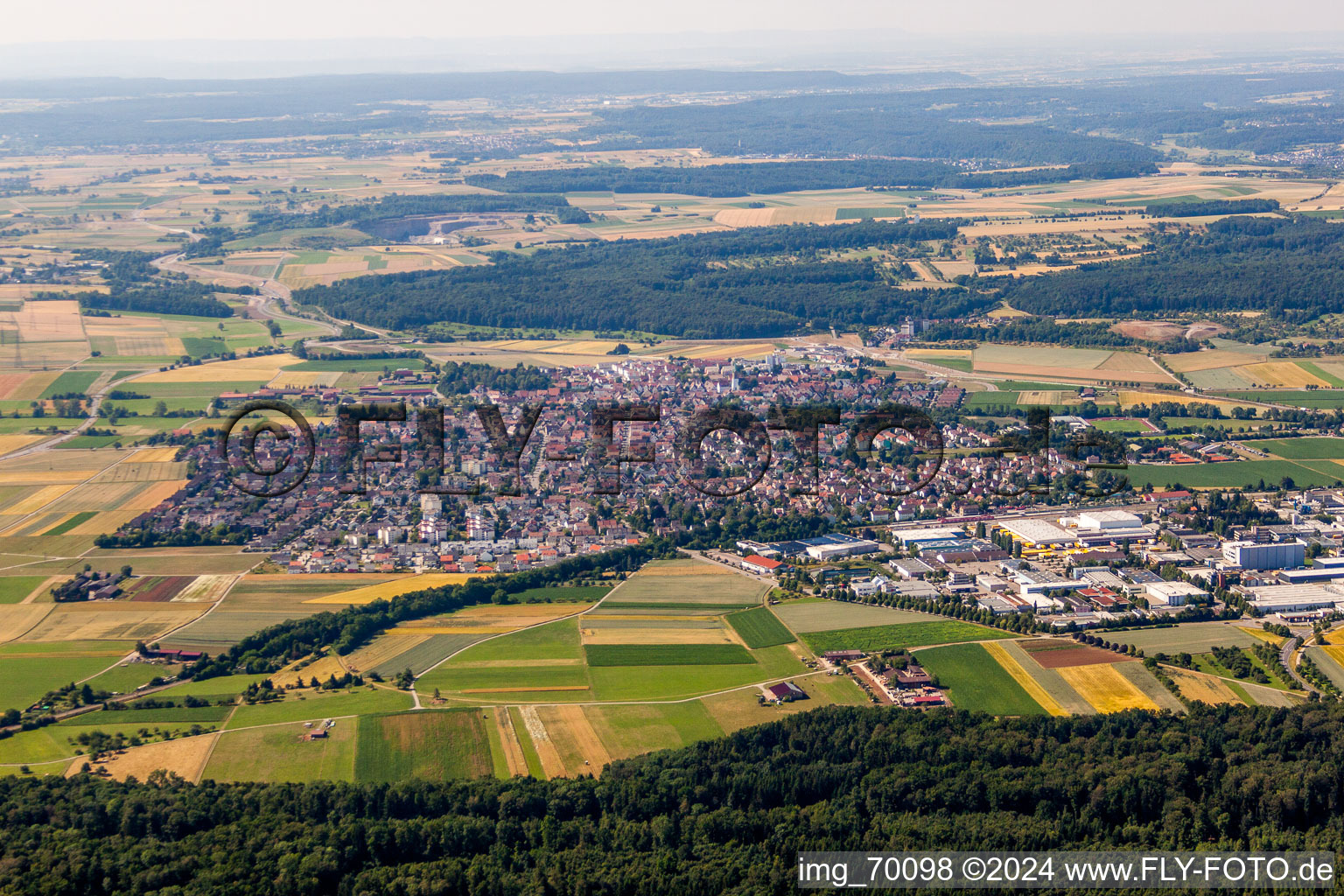 Town View of the streets and houses of the residential areas in Renningen in the state Baden-Wurttemberg, Germany