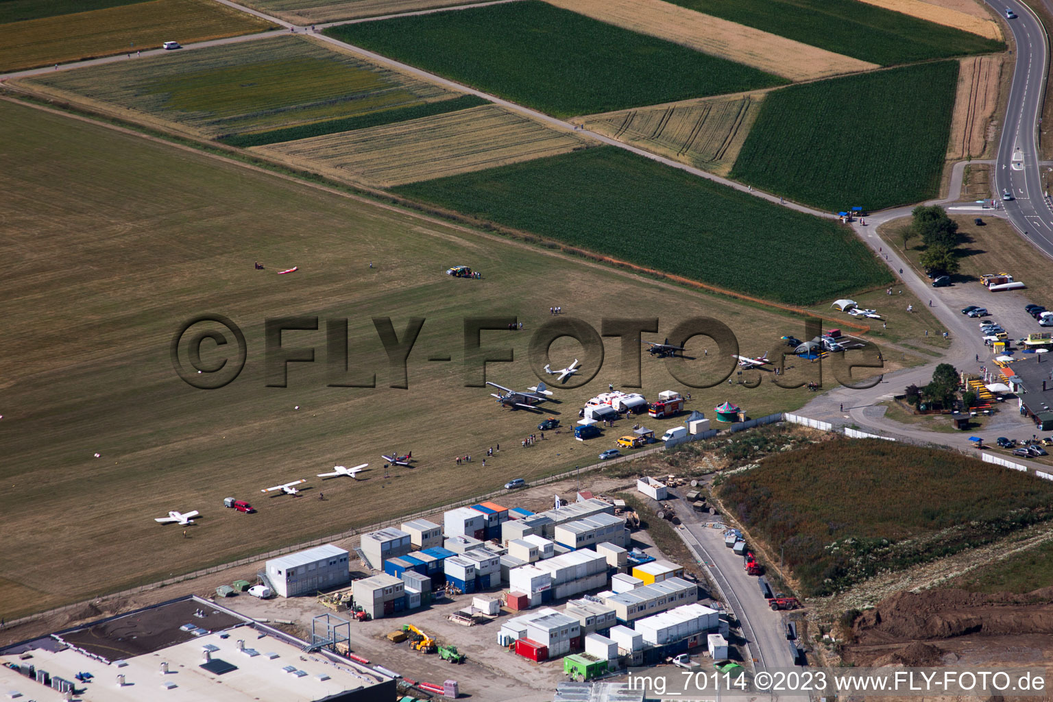 Gliding field on the airfield of Malmsheim from SFC Leonberg in Renningen in the state Baden-Wurttemberg, Germany from above