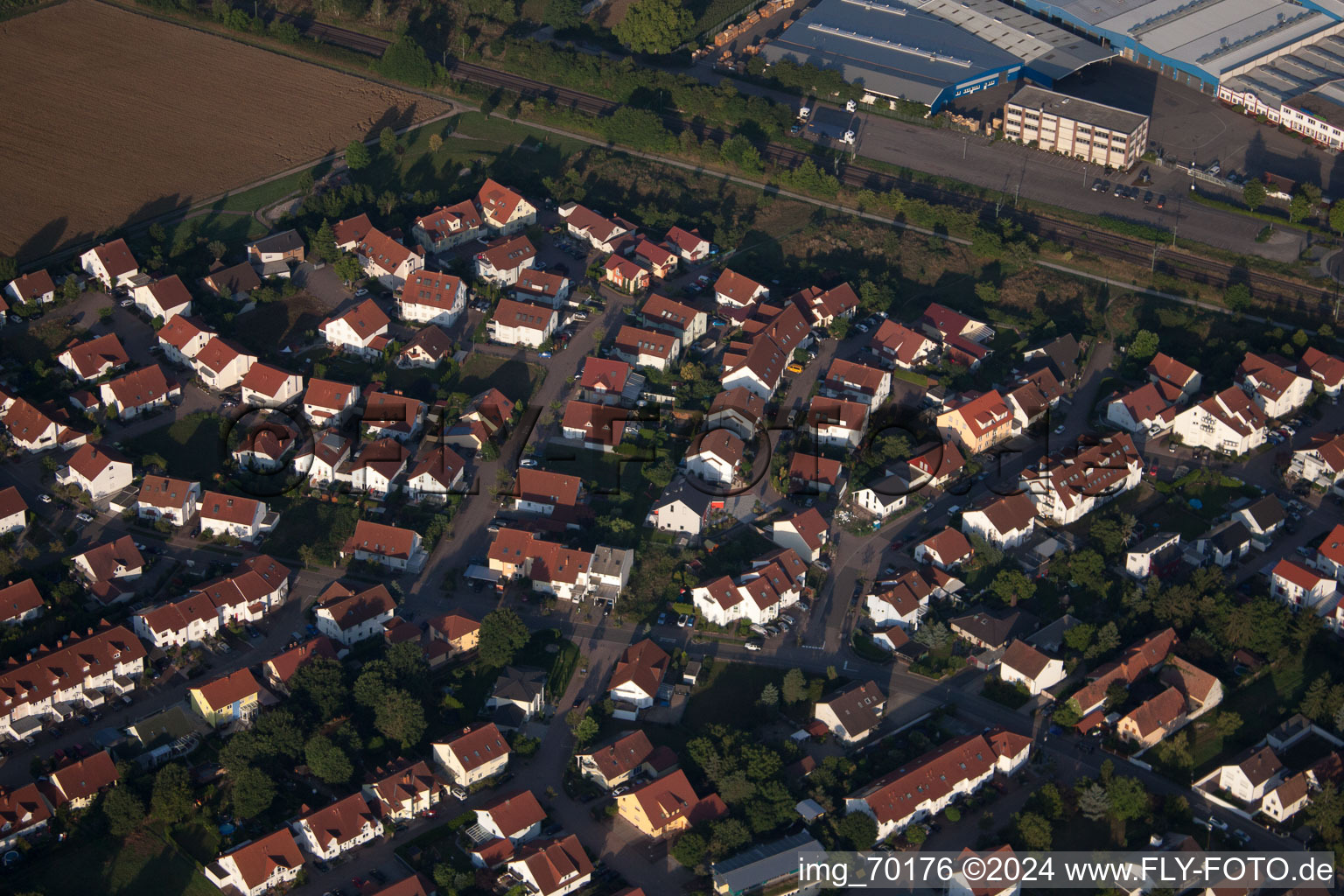 Bellheim in the state Rhineland-Palatinate, Germany viewn from the air