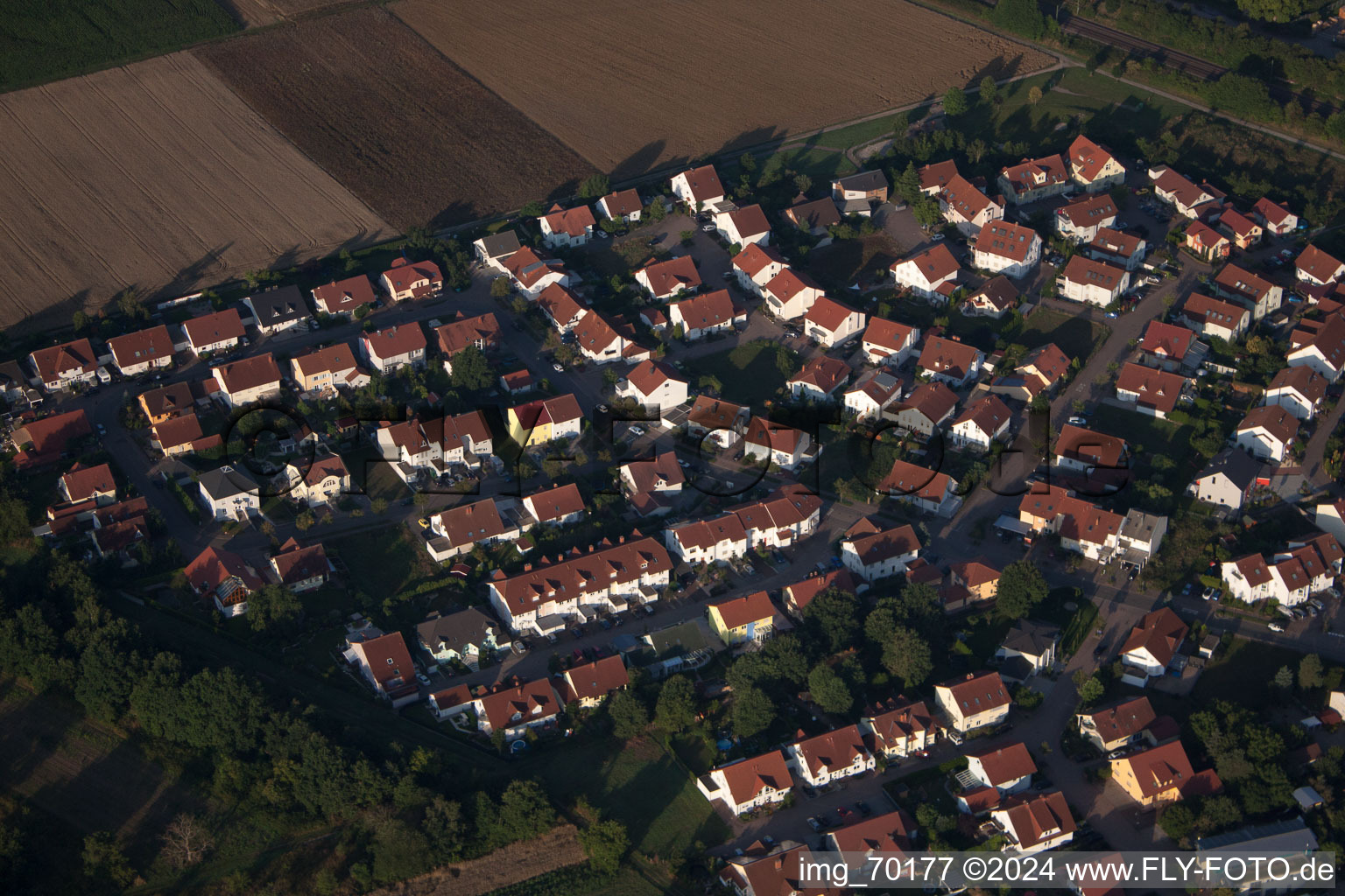 Drone recording of Bellheim in the state Rhineland-Palatinate, Germany