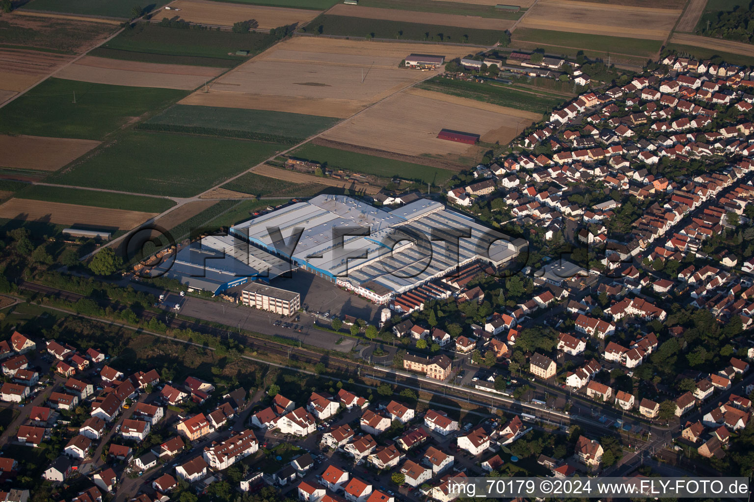 Factory premises Kardex Remstar Produktion Deutschland GmbH Kardex-Platz in Bellheim in the state Rhineland-Palatinate, Germany out of the air