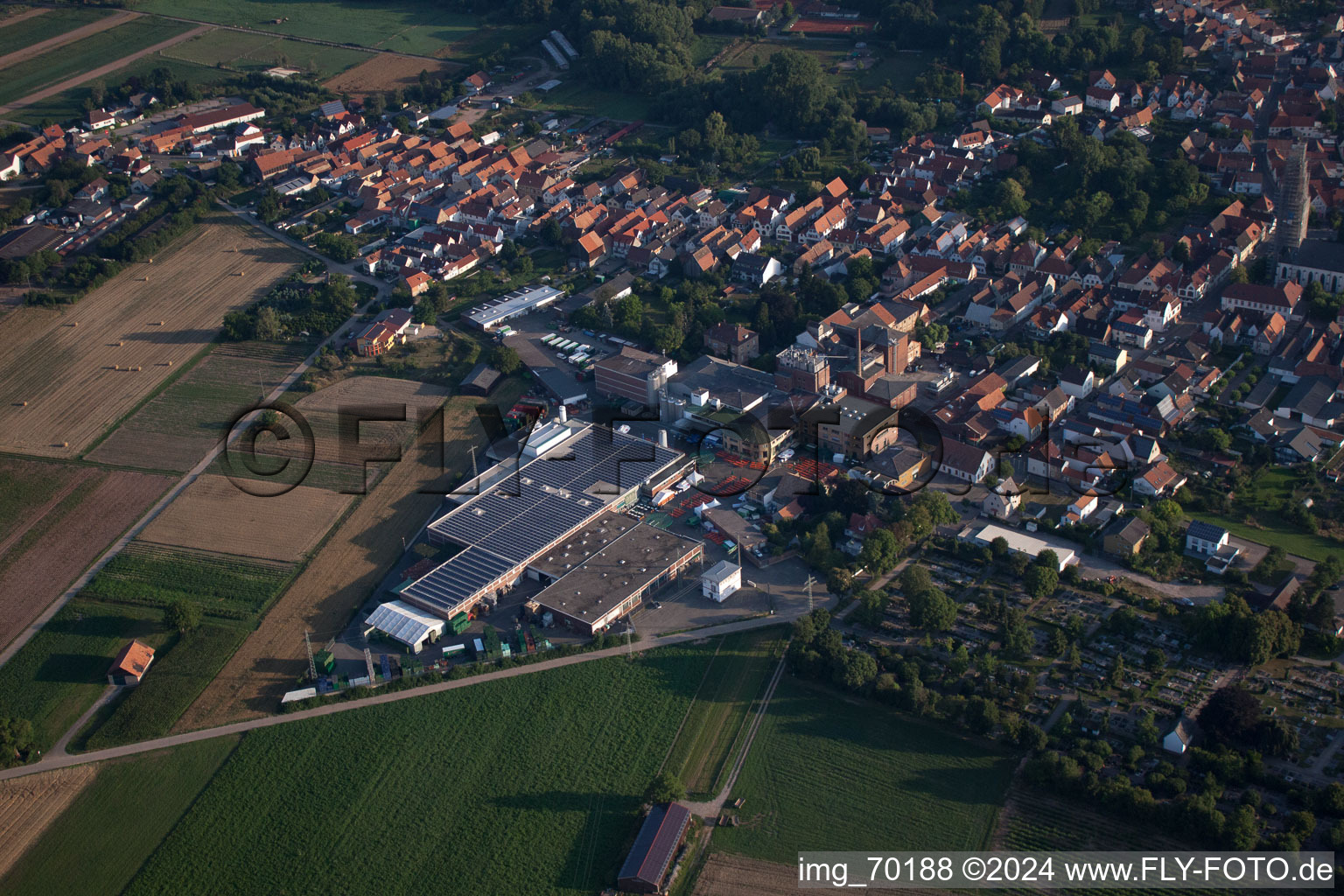 Bellheim in the state Rhineland-Palatinate, Germany seen from a drone