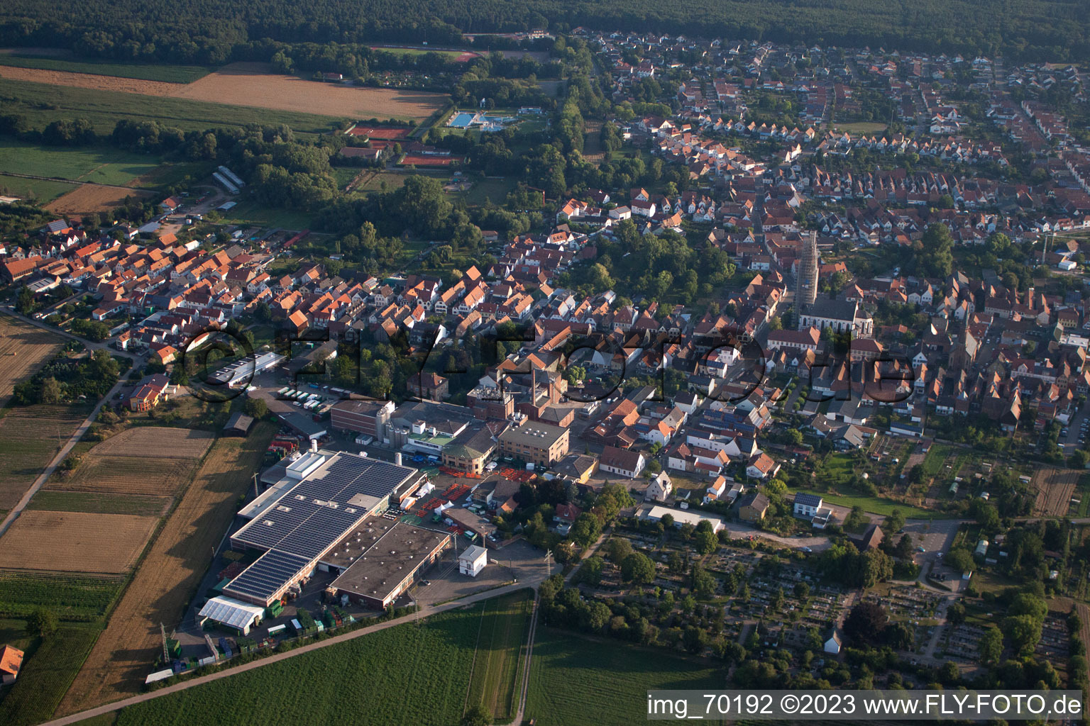 Bellheim in the state Rhineland-Palatinate, Germany from above