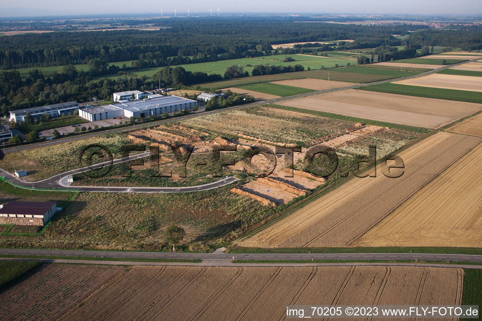 Aerial photograpy of Archaeological excavation at the new commercial area NW in the district Herxheim in Herxheim bei Landau/Pfalz in the state Rhineland-Palatinate, Germany