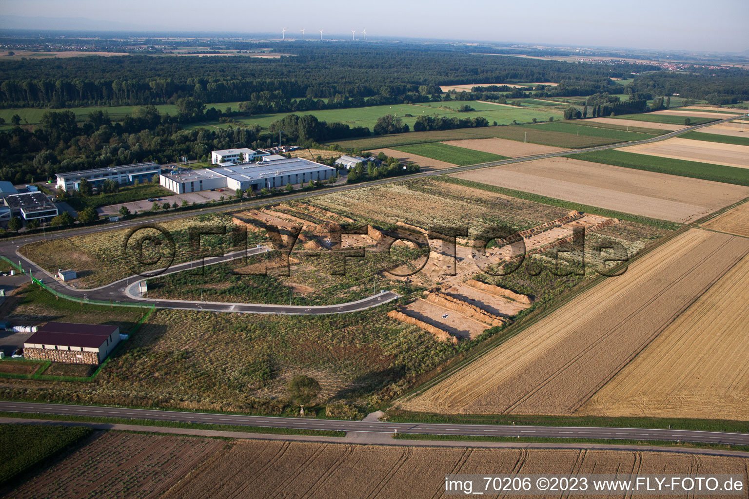 Oblique view of Archaeological excavation at the new industrial area NW in the district Herxheim in Herxheim bei Landau in the state Rhineland-Palatinate, Germany