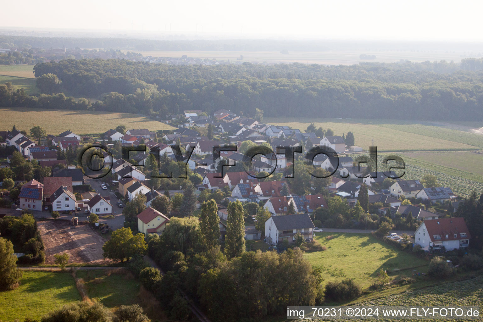 Aerial view of From the south in Erlenbach bei Kandel in the state Rhineland-Palatinate, Germany