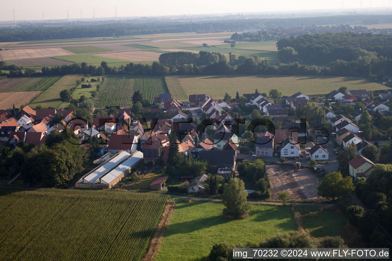 Aerial photograpy of From the south in Erlenbach bei Kandel in the state Rhineland-Palatinate, Germany