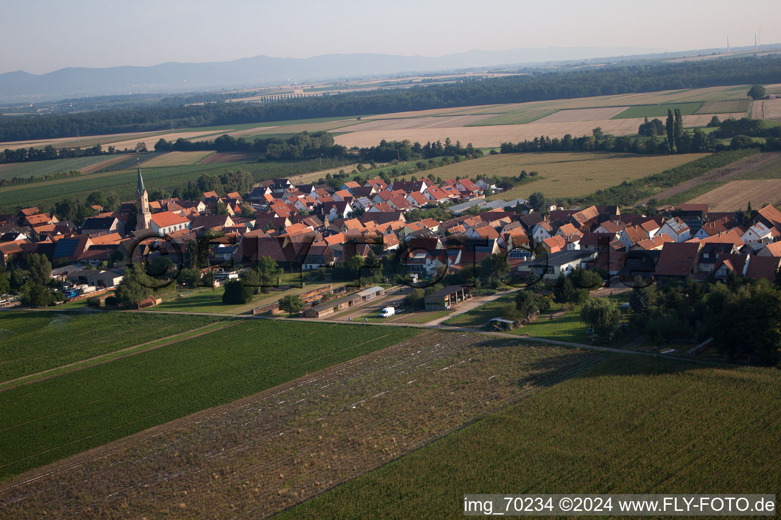 Erlenbach bei Kandel in the state Rhineland-Palatinate, Germany seen from a drone