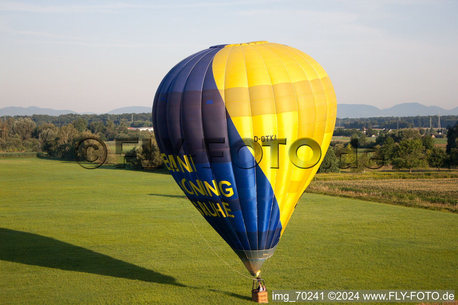 Aerial photograpy of Balloon on the run in Erlenbach bei Kandel in the state Rhineland-Palatinate, Germany