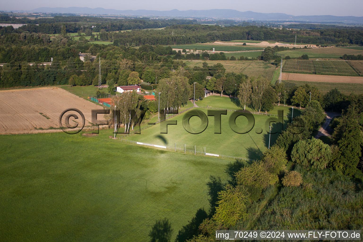 Aerial photograpy of Sports field in Erlenbach bei Kandel in the state Rhineland-Palatinate, Germany