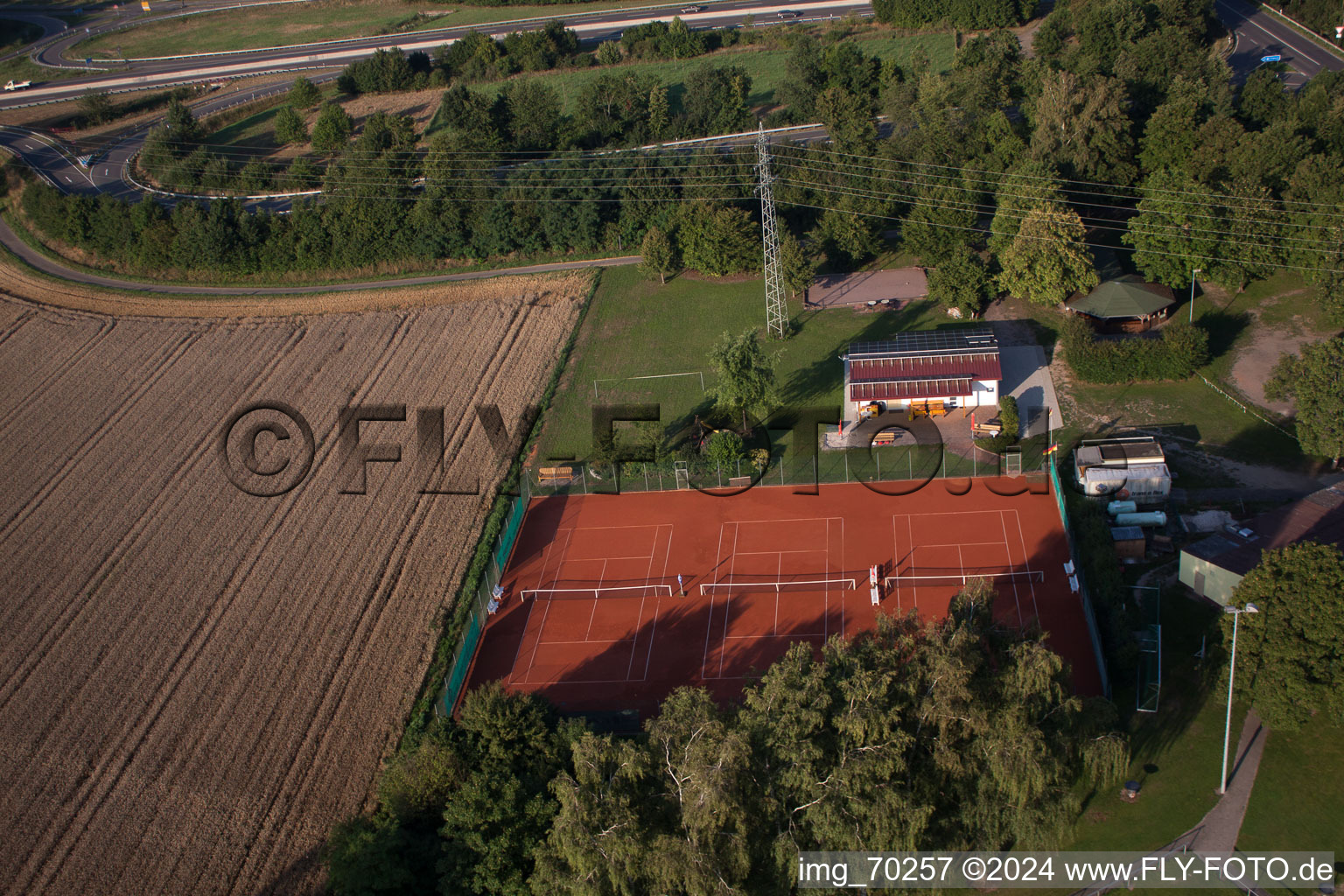Aerial photograpy of Tennis club in Erlenbach bei Kandel in the state Rhineland-Palatinate, Germany