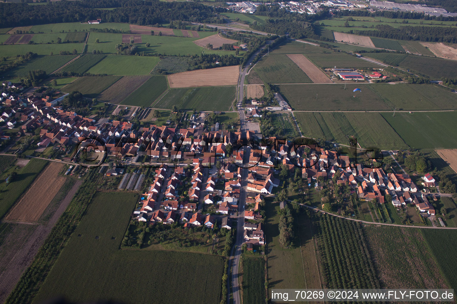 Aerial view of From the north in Erlenbach bei Kandel in the state Rhineland-Palatinate, Germany