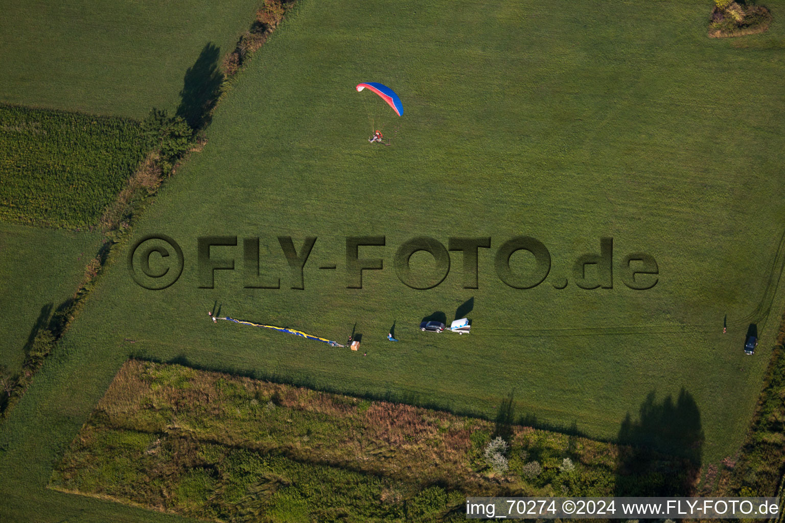 Aerial photograpy of Balloon killed near Erlenbach in Erlenbach bei Kandel in the state Rhineland-Palatinate, Germany