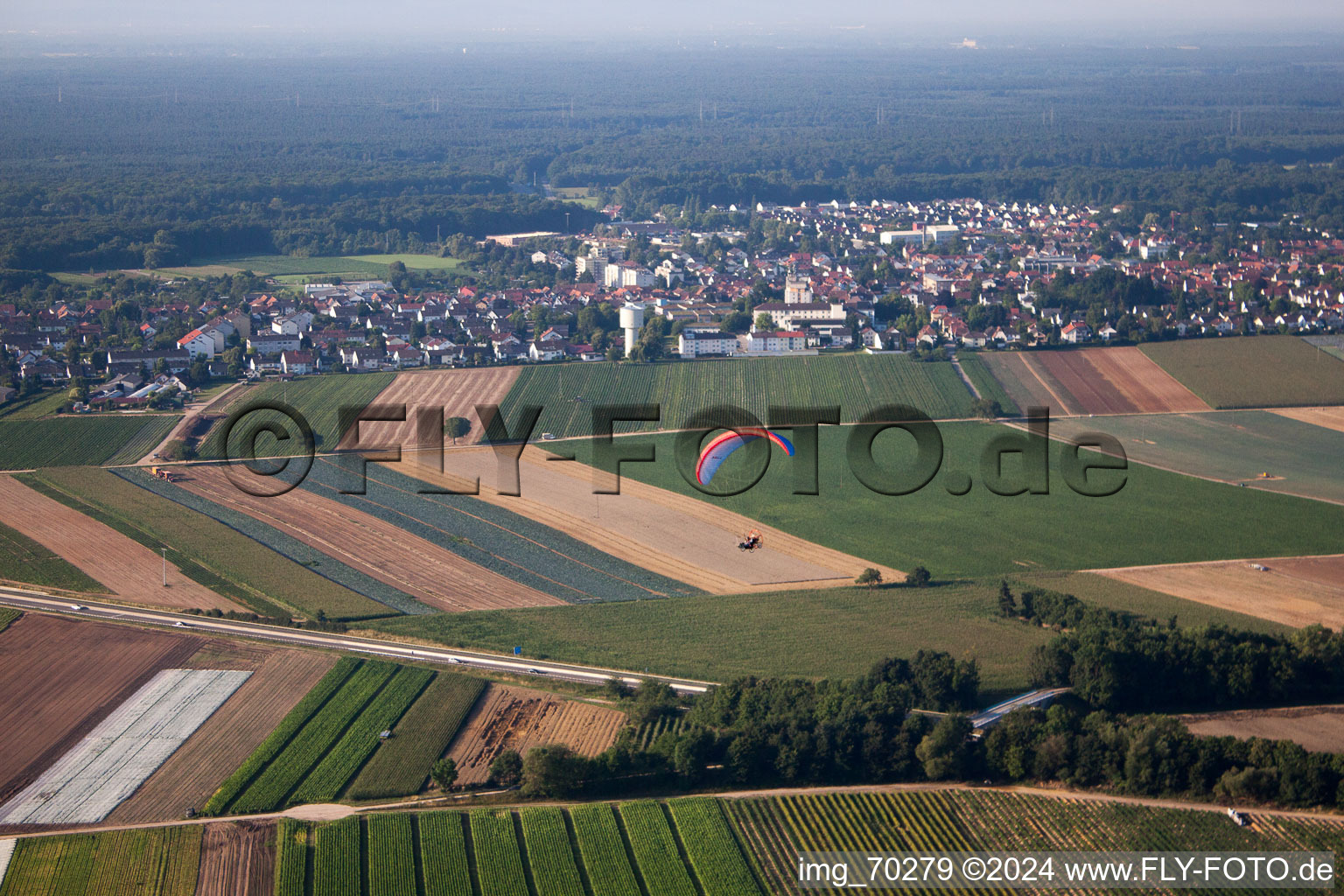 Aerial photograpy of From the north in Kandel in the state Rhineland-Palatinate, Germany