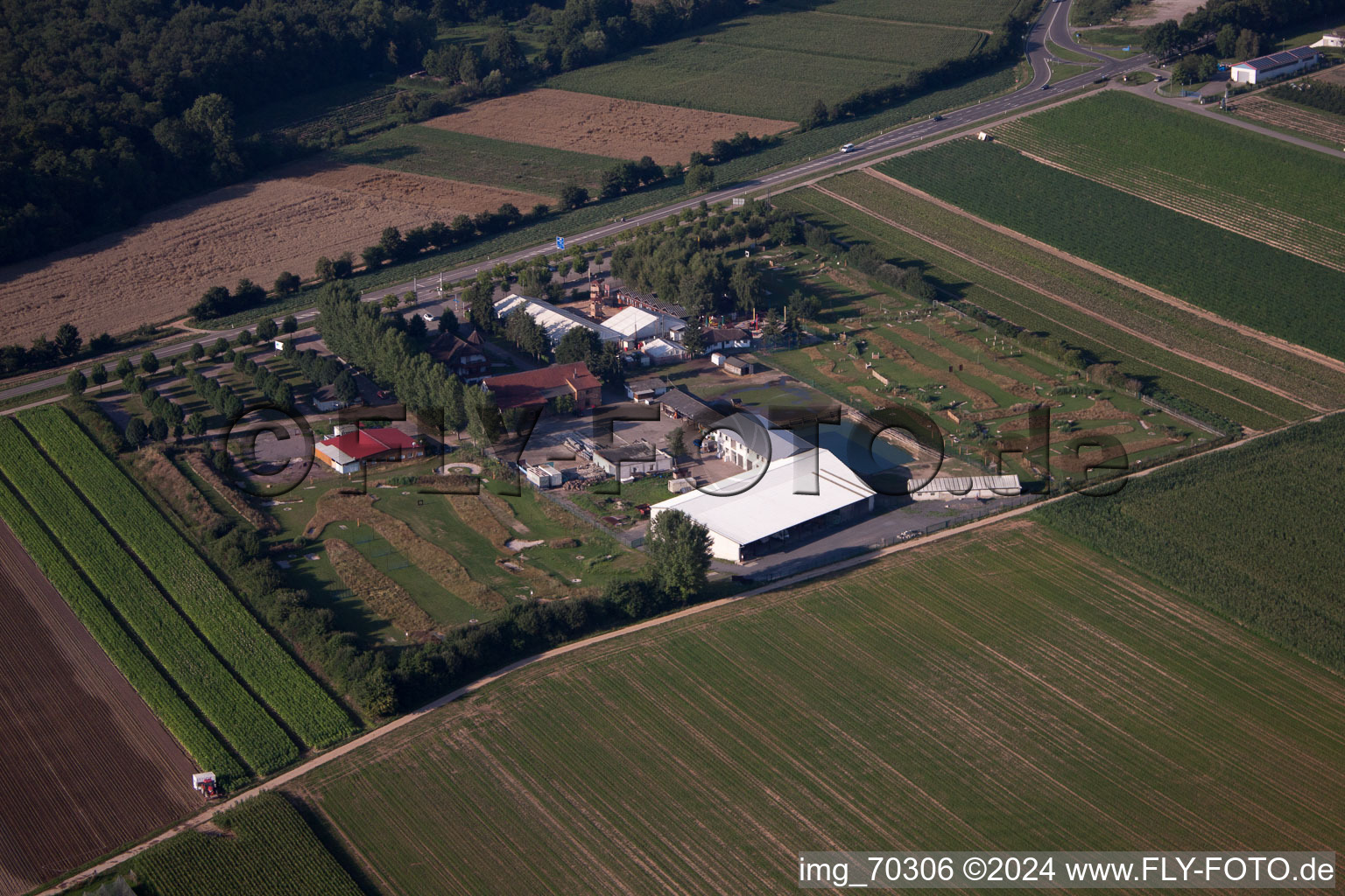 Bird's eye view of Adamshof Footgolf Course in Kandel in the state Rhineland-Palatinate, Germany