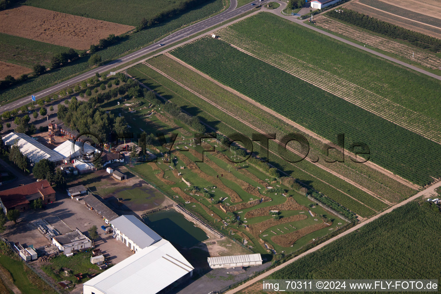 Adamshof Footgolf Course in Kandel in the state Rhineland-Palatinate, Germany from the drone perspective