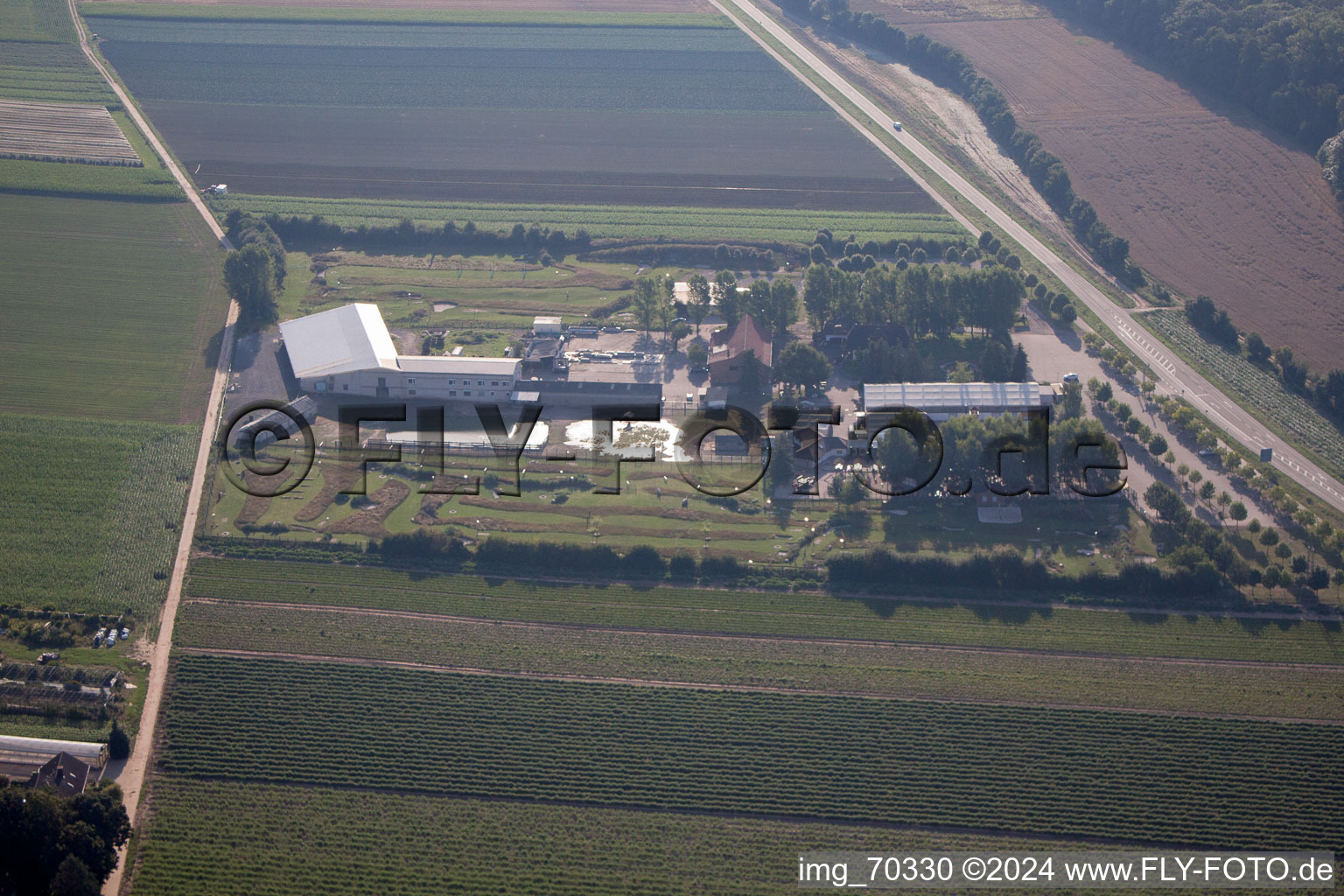 Oblique view of Adamshof Footgolf Course in Kandel in the state Rhineland-Palatinate, Germany