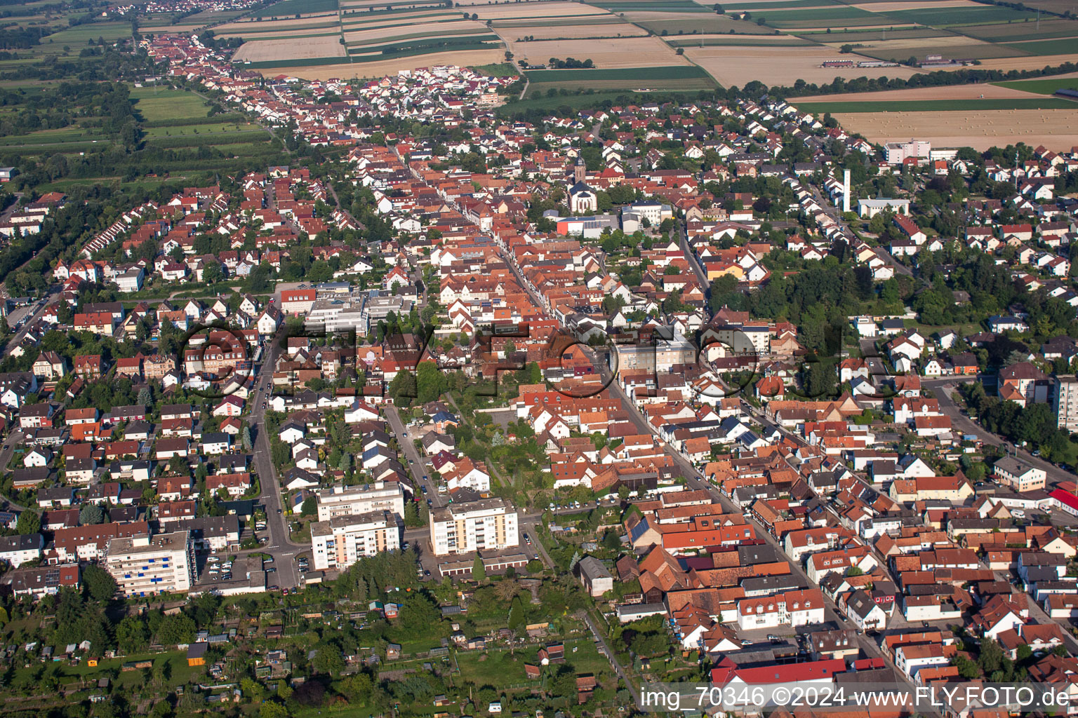 Kandel in the state Rhineland-Palatinate, Germany from above