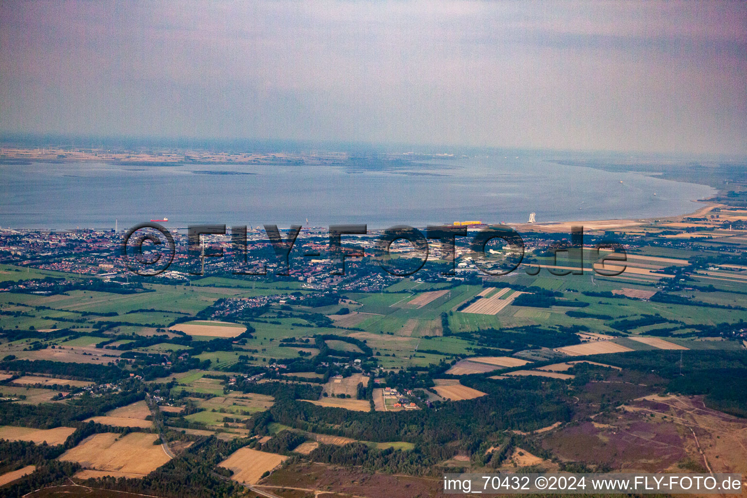 Aerial view of From the west in the district Süder- und Westerwisch in Cuxhaven in the state Lower Saxony, Germany