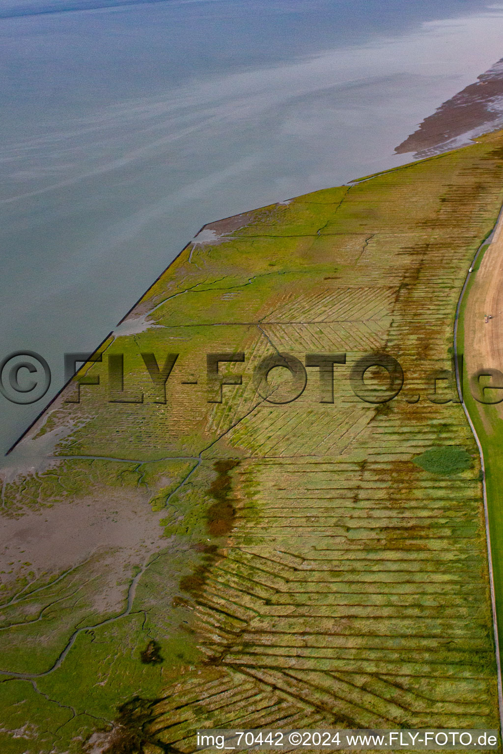 Aerial view of Wadden Sea in the district Duhnen in Cuxhaven in the state Lower Saxony, Germany