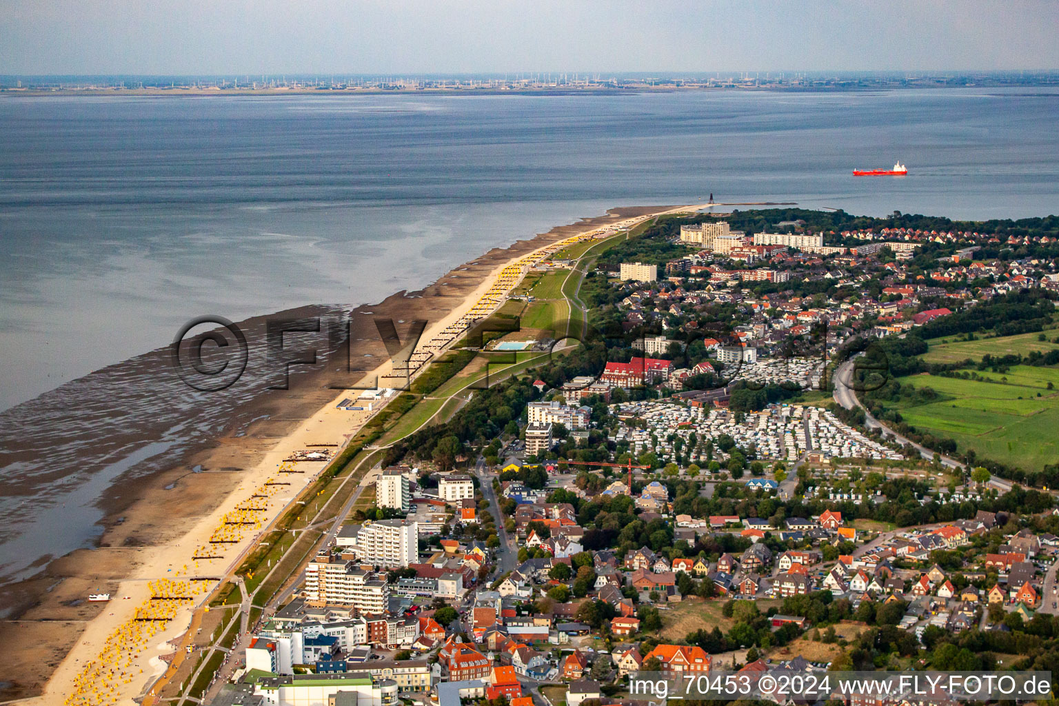 Aerial view of North Sea coast in the district Duhnen in Cuxhaven in the state Lower Saxony, Germany