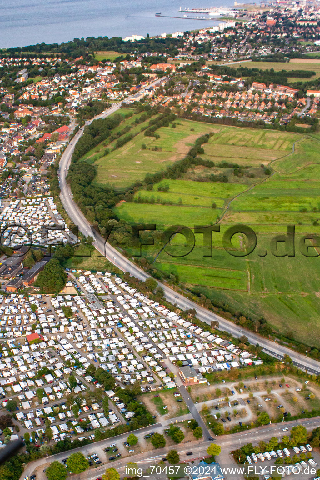 Camping site at Bäderring in the district Duhnen in Cuxhaven in the state Lower Saxony, Germany