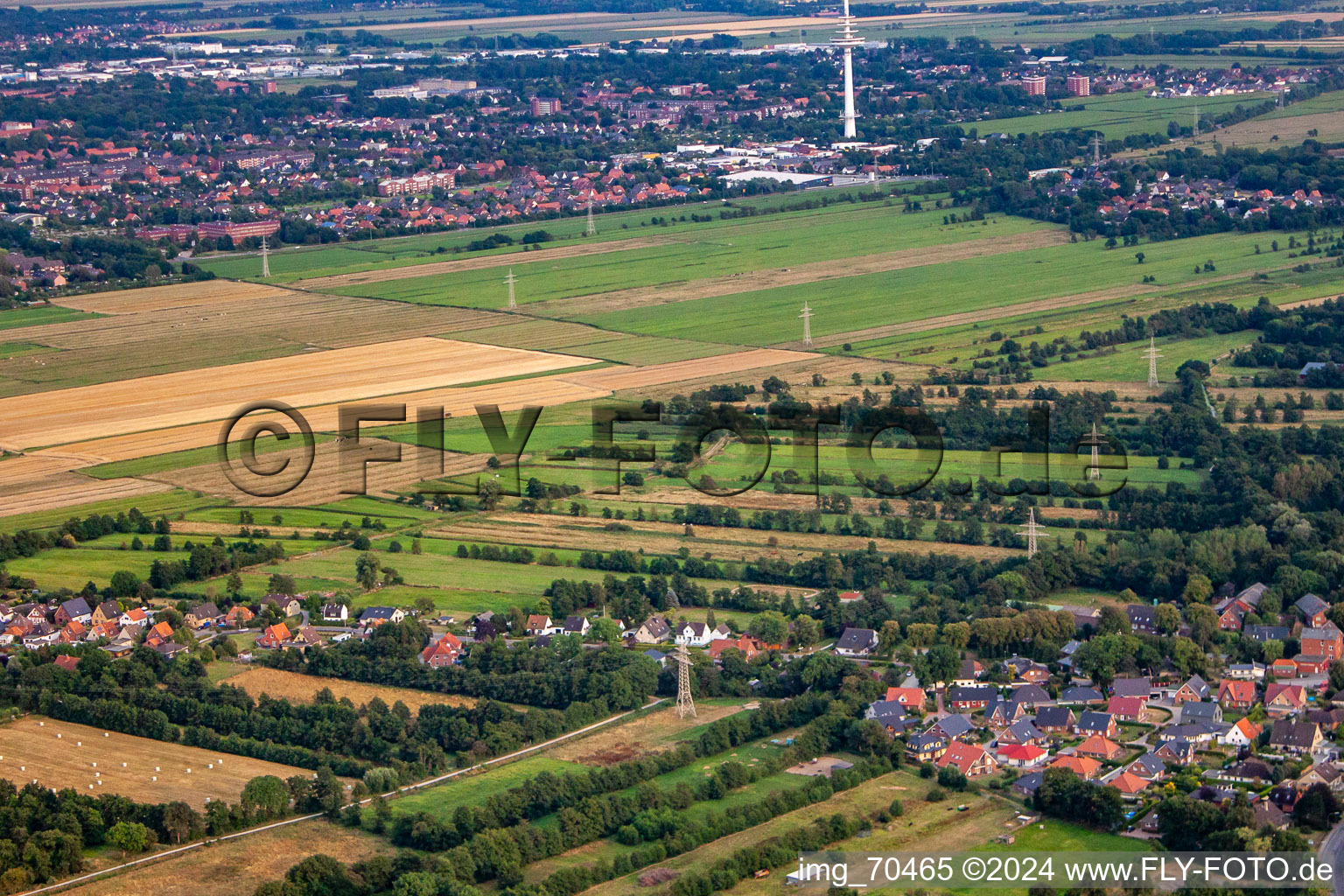 Aerial view of District Döse in Cuxhaven in the state Lower Saxony, Germany